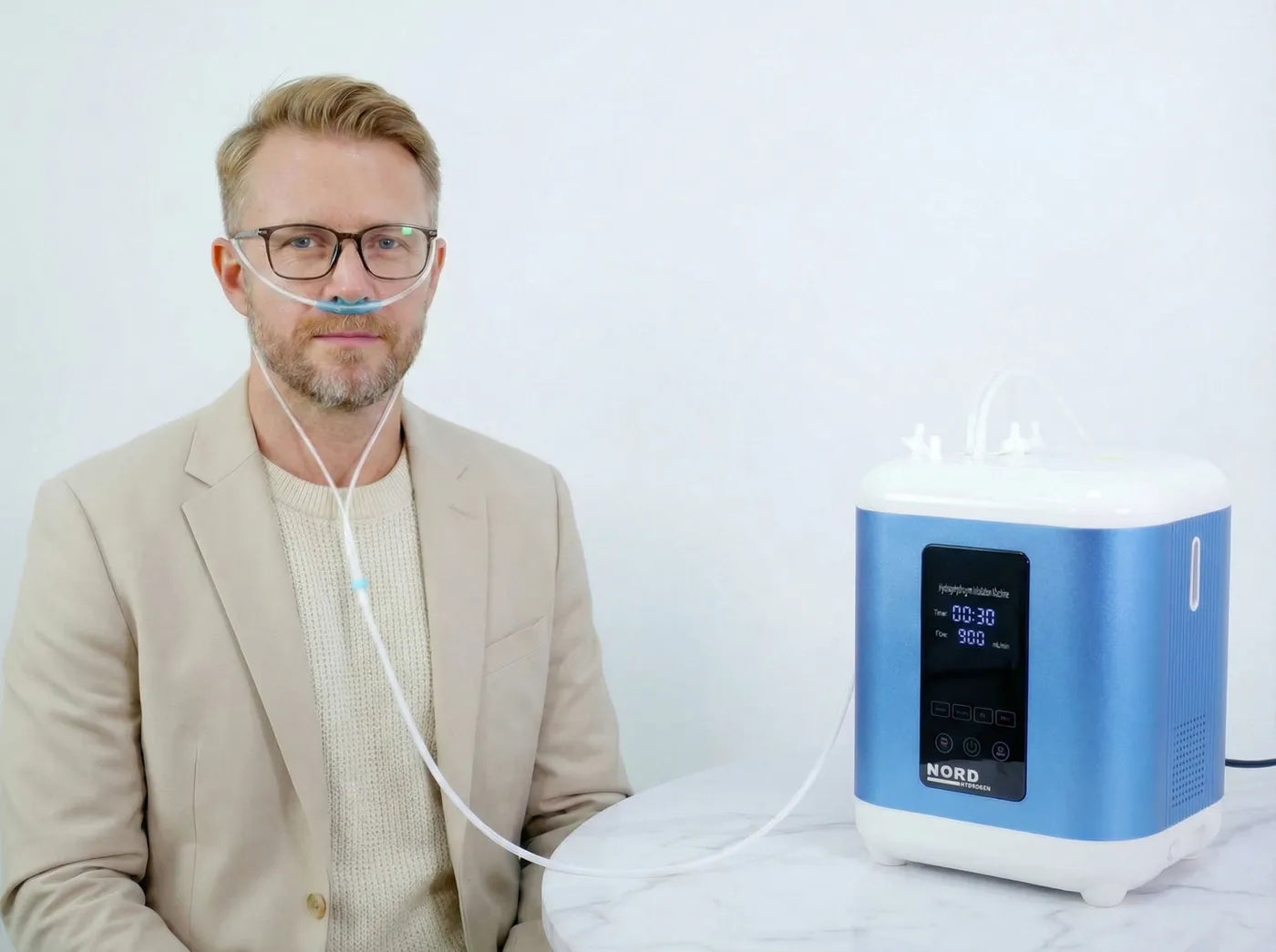 Nord Inhale 2.0 in use with a nasal cannula