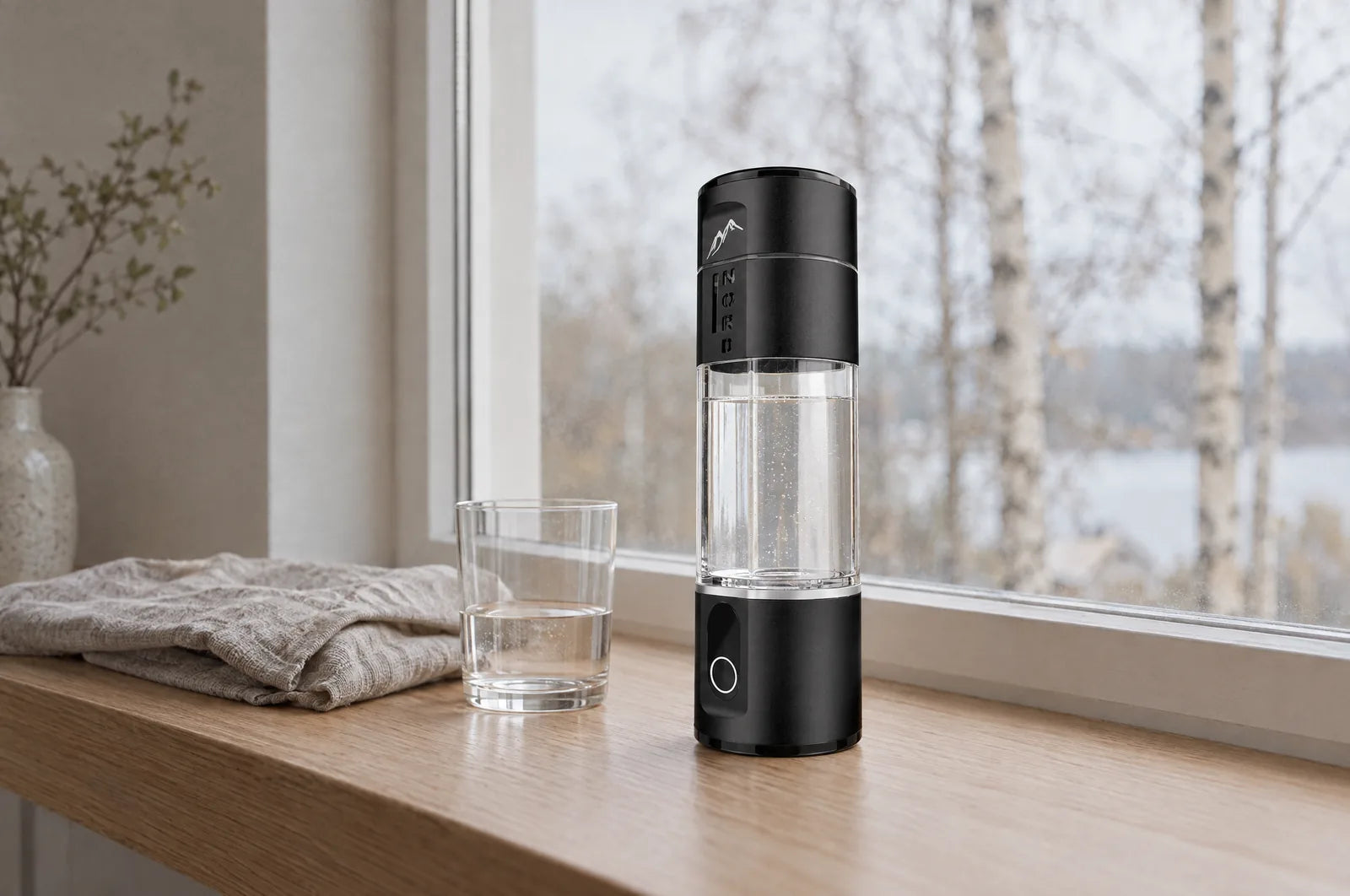Bottle on a windowsill, ready to drink