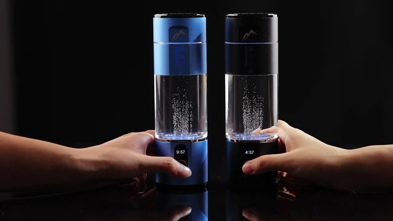 Two Nord Hydrogen Bottles, blue and black, making hydrogen